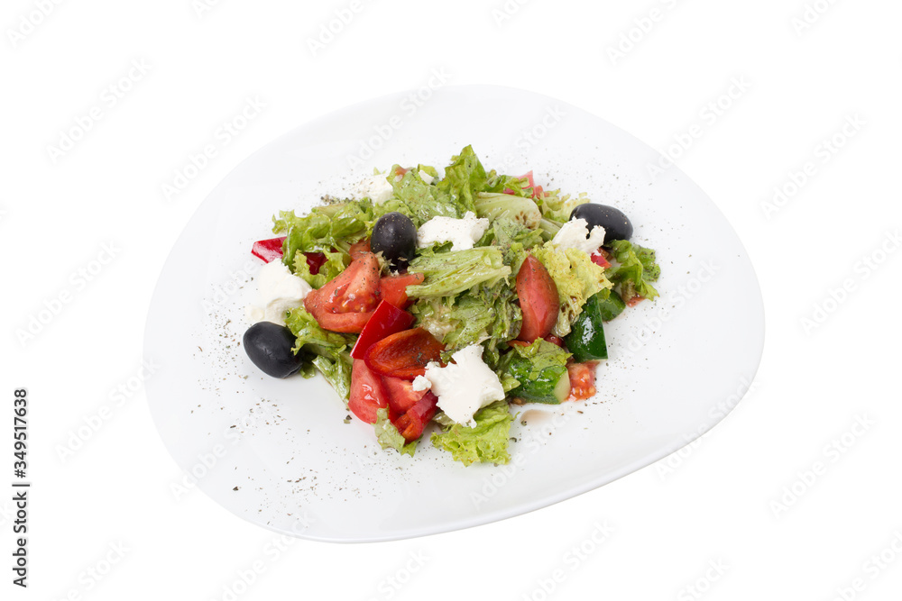 Plate of tasty fresh vegetable salad with feta. Plate of tasty fresh vegetable salad with feta.