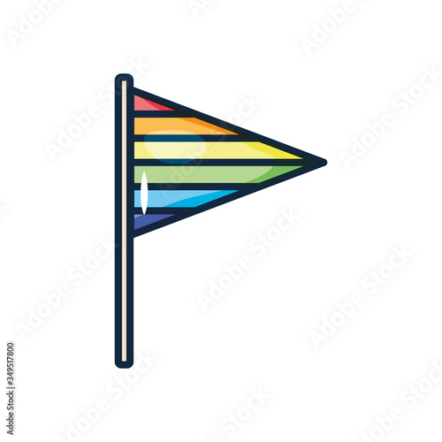 pennant with pride flag design, line color style