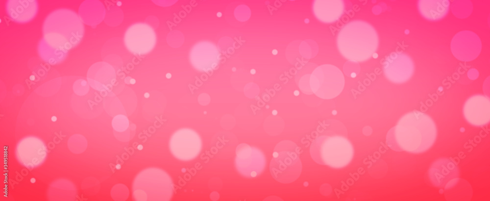 Glowing pink bokeh background.  Spring concept. Blurred bokeh circles.  Website banner.  Celebration.