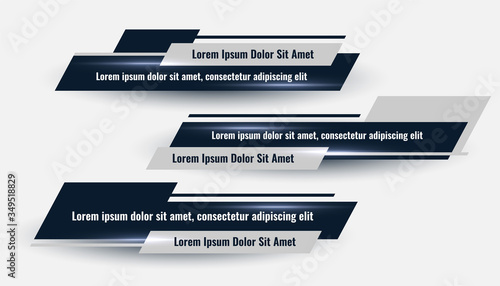three geometric lower third banners set design