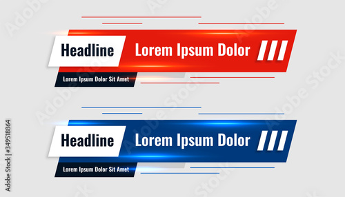 red and blue shiny lower third template banner