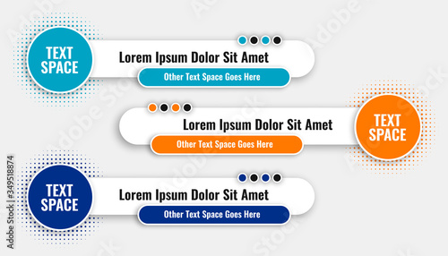 set of three modern lower third banner template