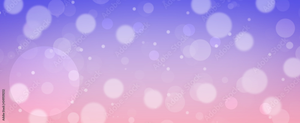 Glowing purple and pink bokeh background.  Spring concept. Blurred bokeh circles.  Website banner.  Celebration.