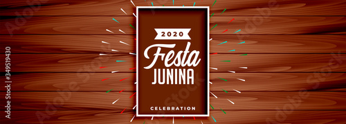 wooden style festa junina celebration banner design