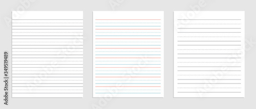 three  line english paper sheet of notebook