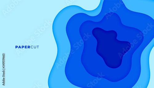 blue papercut abstract background in 3d style design