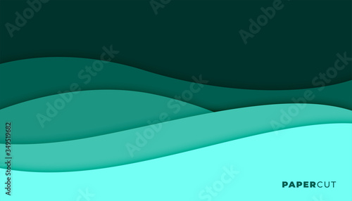 abstract turquoise color papercut style background design