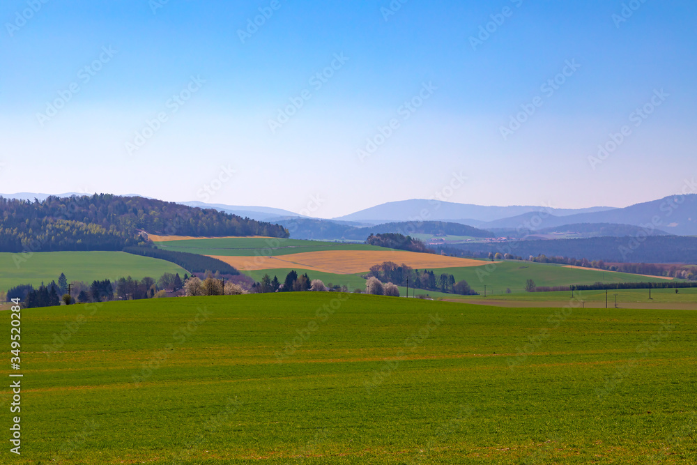 Wiew of transmitter Hohen Bogen ( Germany).
 Coutryside landscape in summer season.