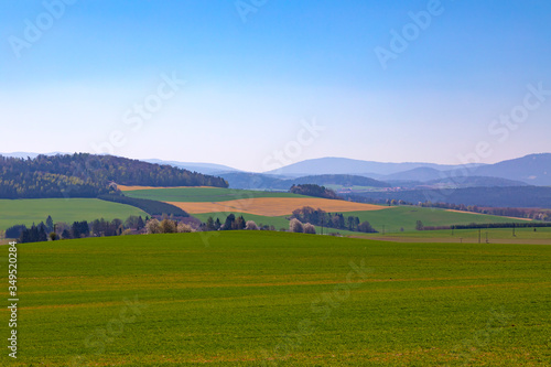 Wiew of transmitter Hohen Bogen   Germany .  Coutryside landscape in summer season.
