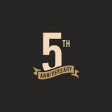 5th Years Anniversary Celebration Icon Vector Logo Design Template