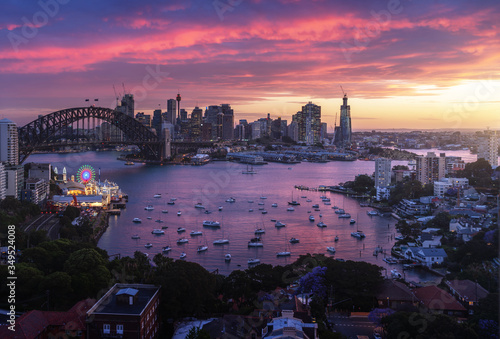 sunset,  Sydney harbor, New South Wales, Australia photo