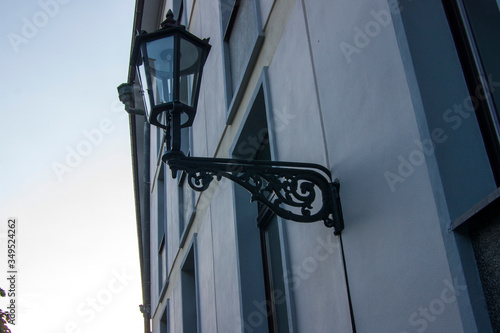 building, architecture, lamp, old, light, street, sky, city, metal, wall, window, glass, blue, steel, camera, lantern, urban, construction, security, house, stairs, lamp, wroclaw, poland