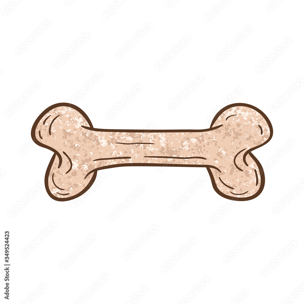 Outlined and textured cartoon dog bone illustration. On white background Outlined and textured cartoon dog bone illustration. On white background