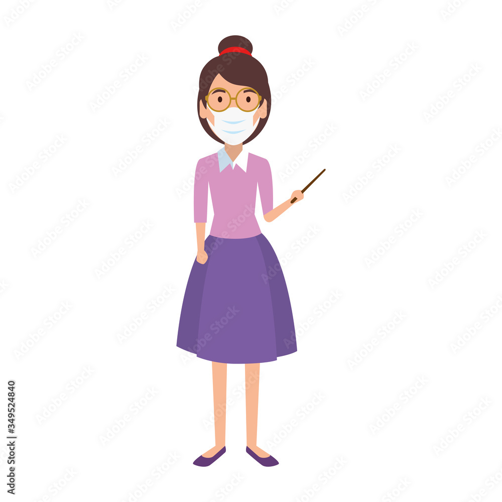 teacher female using face mask isolated icon vector illustration design teacher female using face mask isolated icon vector illustration design