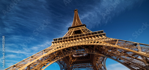 blu sky and Eiffel tower, Paris. France