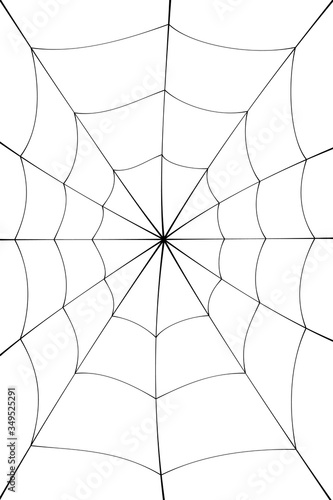 Spider web cartoon. Black cobweb element, isolated white background. Spiderweb silhouette graphic design. Symbol of Halloween, network, trap and danger, scary, arachnid. Tattoo. Vector illustration