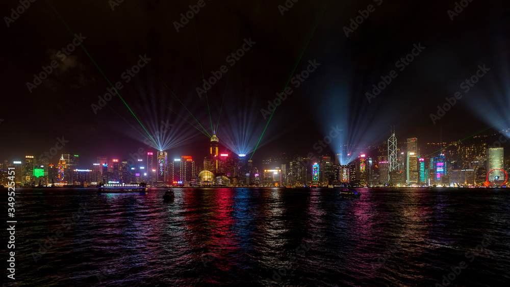 Victoria Harbour night scene Hong Kong
