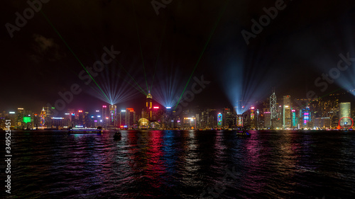 Victoria Harbour night scene Hong Kong