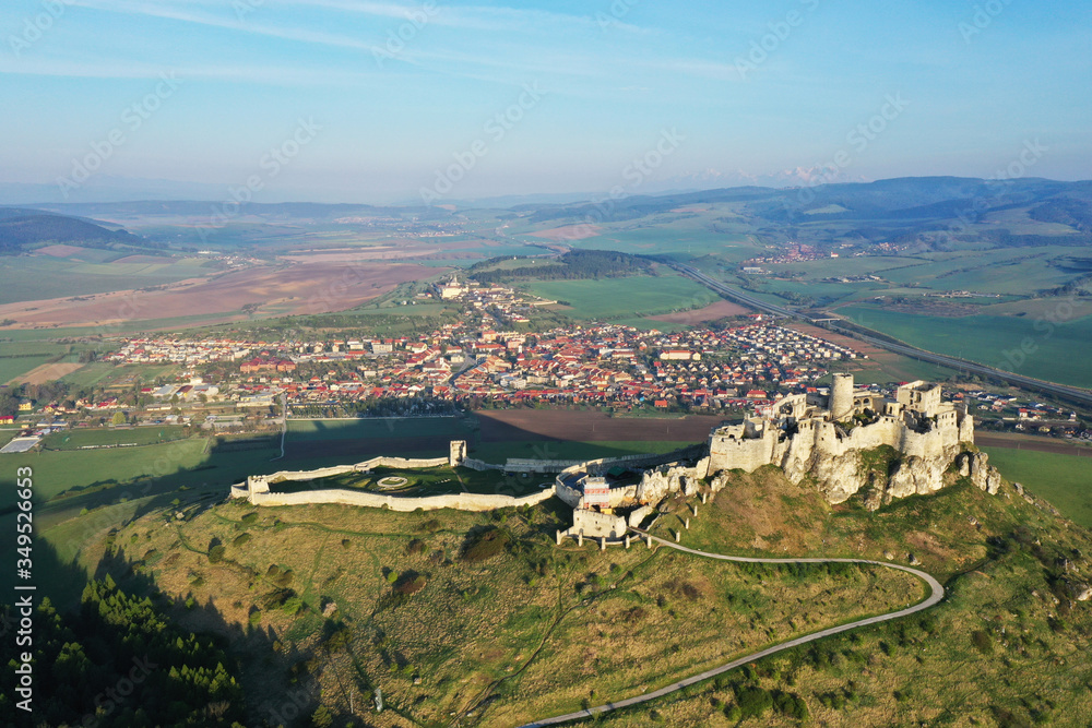Fototapeta premium Aerial view of Spissky Castle in Slovakia