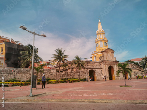 CARTAGENA, COLOMBIA - NOVEMBER 09, 2019: Streets of the old city of Cartagena Cartagena de Indias in Colombia,