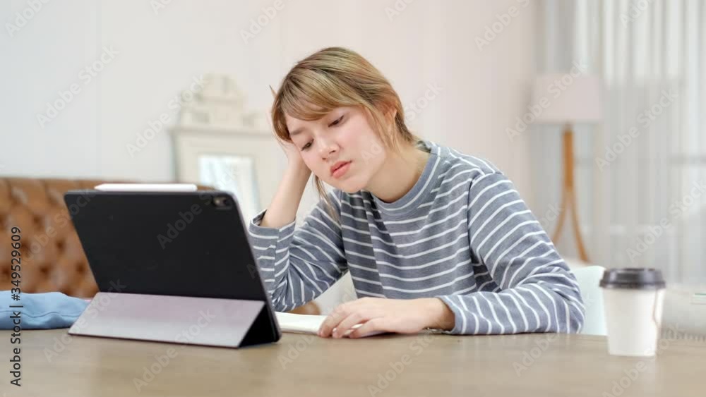 Online Group Video Call Conference of Work Team from Home Office.Smiling young asian woman blogger vlogger influencer sit at home speaking.online with internet teacher learn language talk .young woman Online Group Video Call Conference of Work Team from Home Office.Smiling young asian woman blogger vlogger influencer sit at home speaking.online with internet teacher learn language talk .young woman