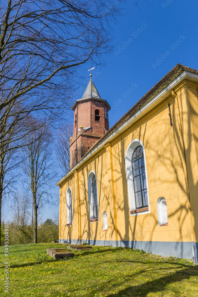 Historic yellow church of Wehe-Den Hoorn, Netherlands