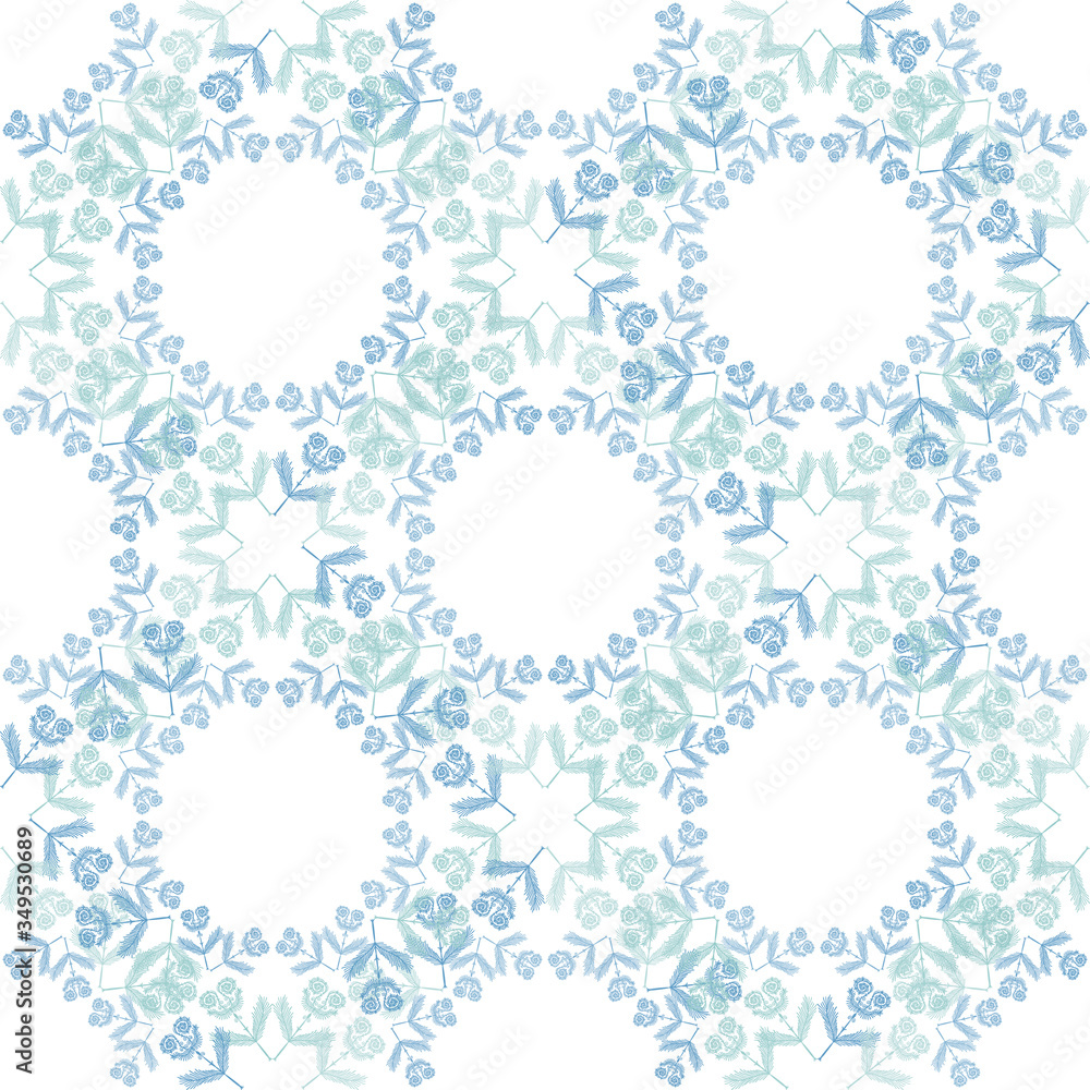 Seamless floral pattern with abstract ornaments. Abstract background. Herbal details. Decorative surface design for prints, wallpaper, cover, stationery, web, scrapbook.