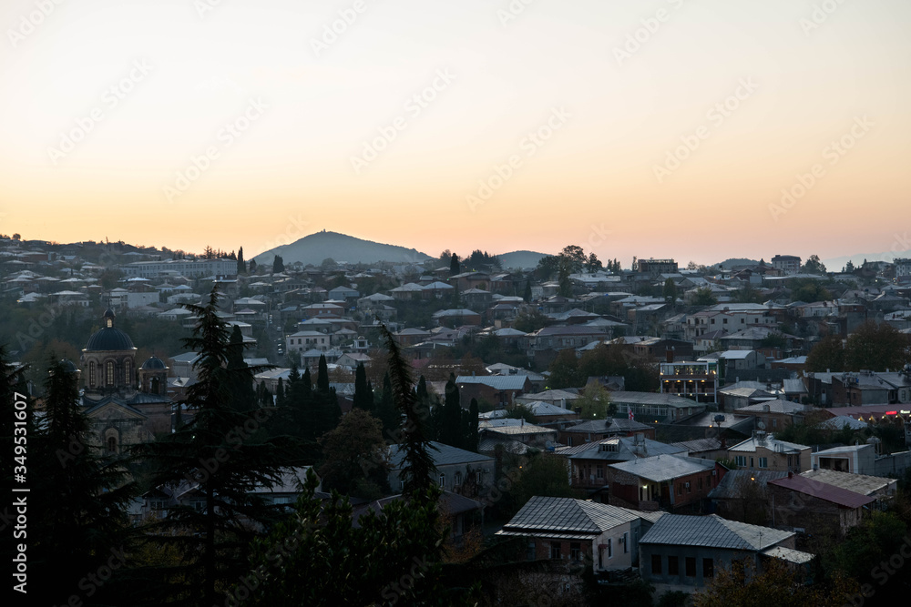 Cityscape of Kutaisi at dawn.