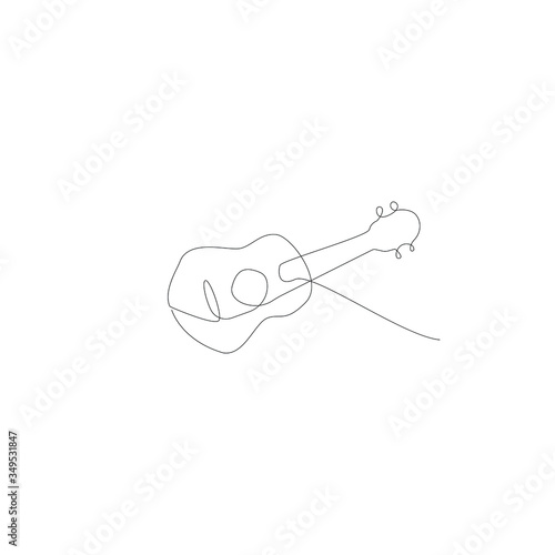 Continuous line drawing of acoustic guitar vector. Musical instrument for decoration, design, invitation jazz festival, music shop.