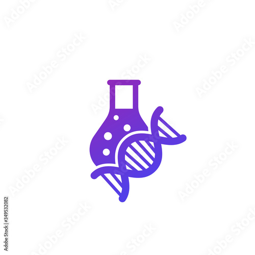 biotechnology logo with lab glass and dna