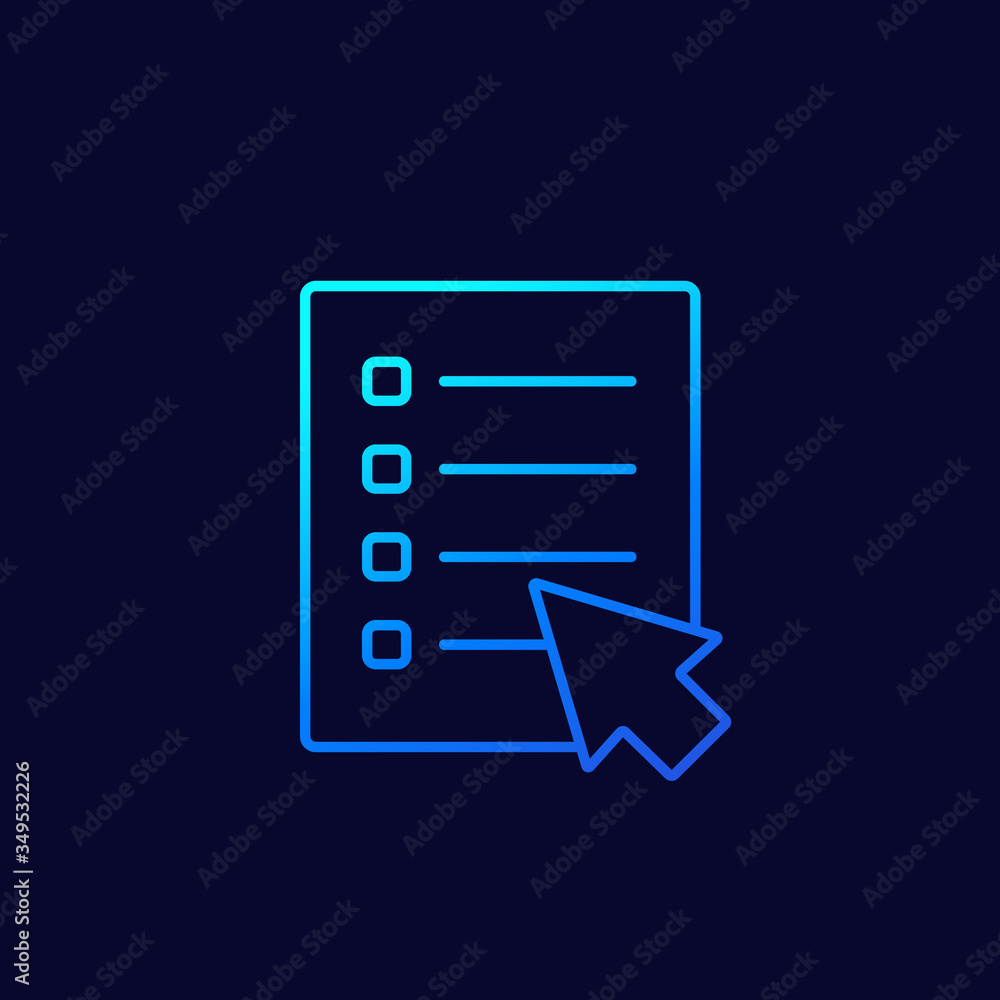 Fototapeta premium online survey icon, linear vector