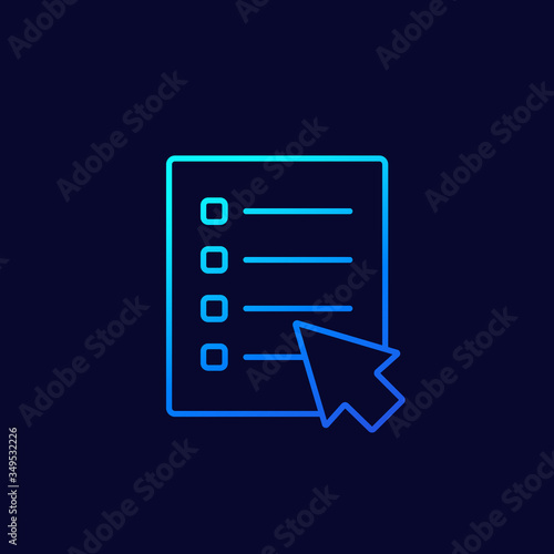 online survey icon, linear vector
