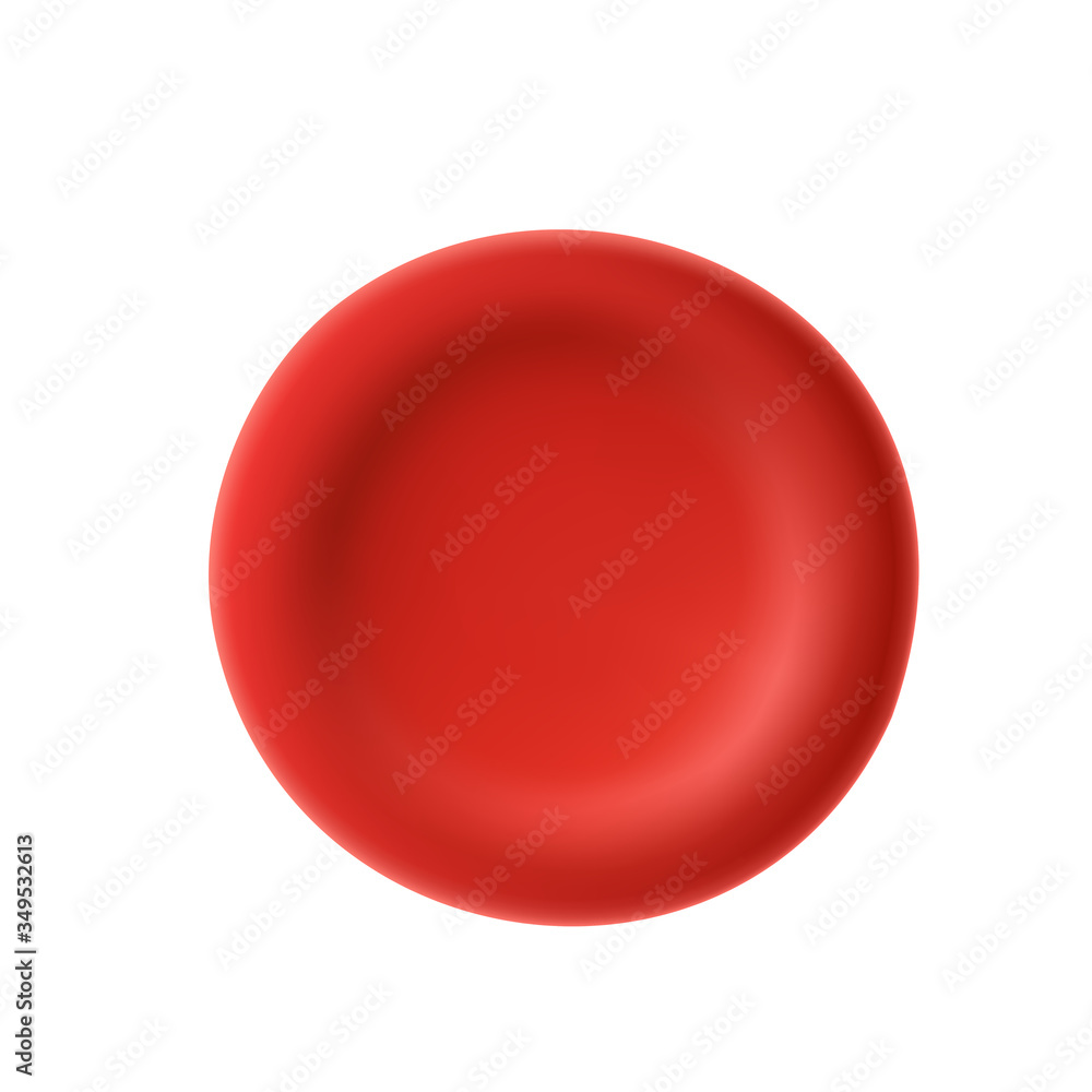 Red blood cell isolated on white background, vector erythrocyte. Red blood cell isolated on white background, vector erythrocyte.