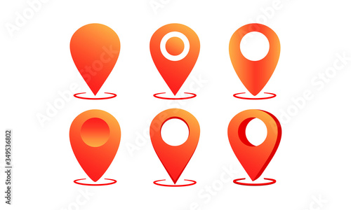 Geo pin, location icon set or geolocation, gps, map pointer for applications, web, app. Isolated white background. EPS 10 vector