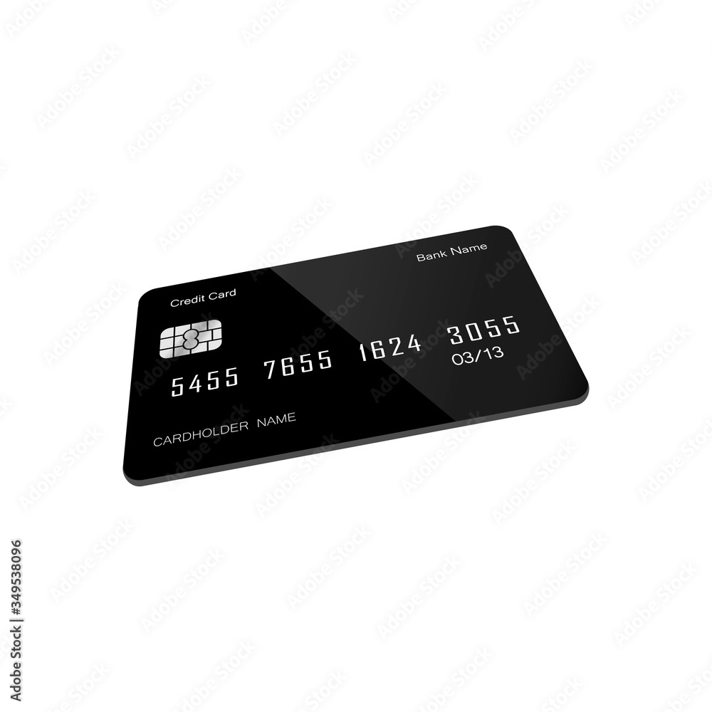 Credit or debit card icon flat 3D on isolated white background. EPS 10 vector. Payment concept.
