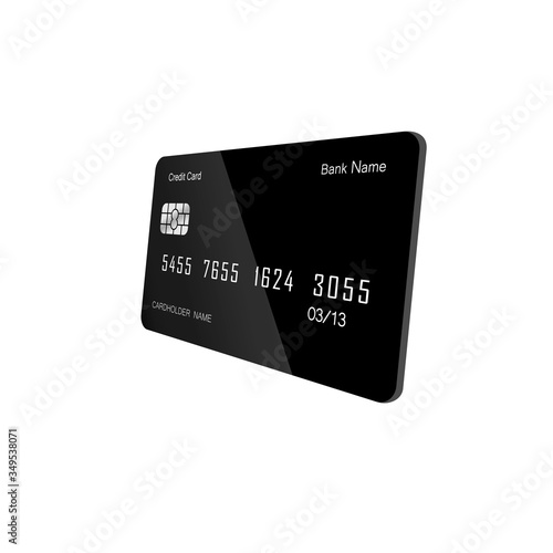 Credit or debit card icon flat 3D on isolated white background. EPS 10 vector. Payment concept