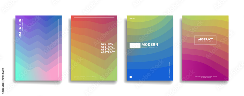 bright gradient color abstract line pattern background cover design. modern background design with trendy and vivid vibrant rainbow color. blue violet red orange green placard poster cover template