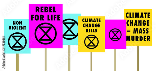 Extinction rebellion climate change placards