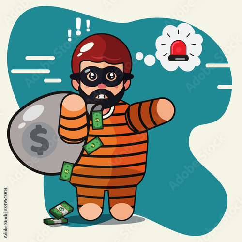 The prisoner is handcuffed cute cartoon vector illustration