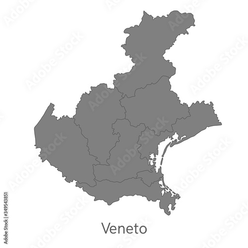 Vector illustration: administrative map of  Veneto with the borders of the provinces