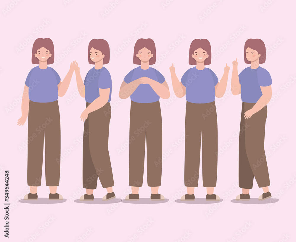 happy women cartoons vector design happy women cartoons vector design