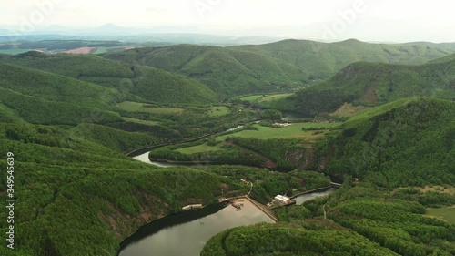 Aerial view of water reservoir Ruzin in Slovakia photo