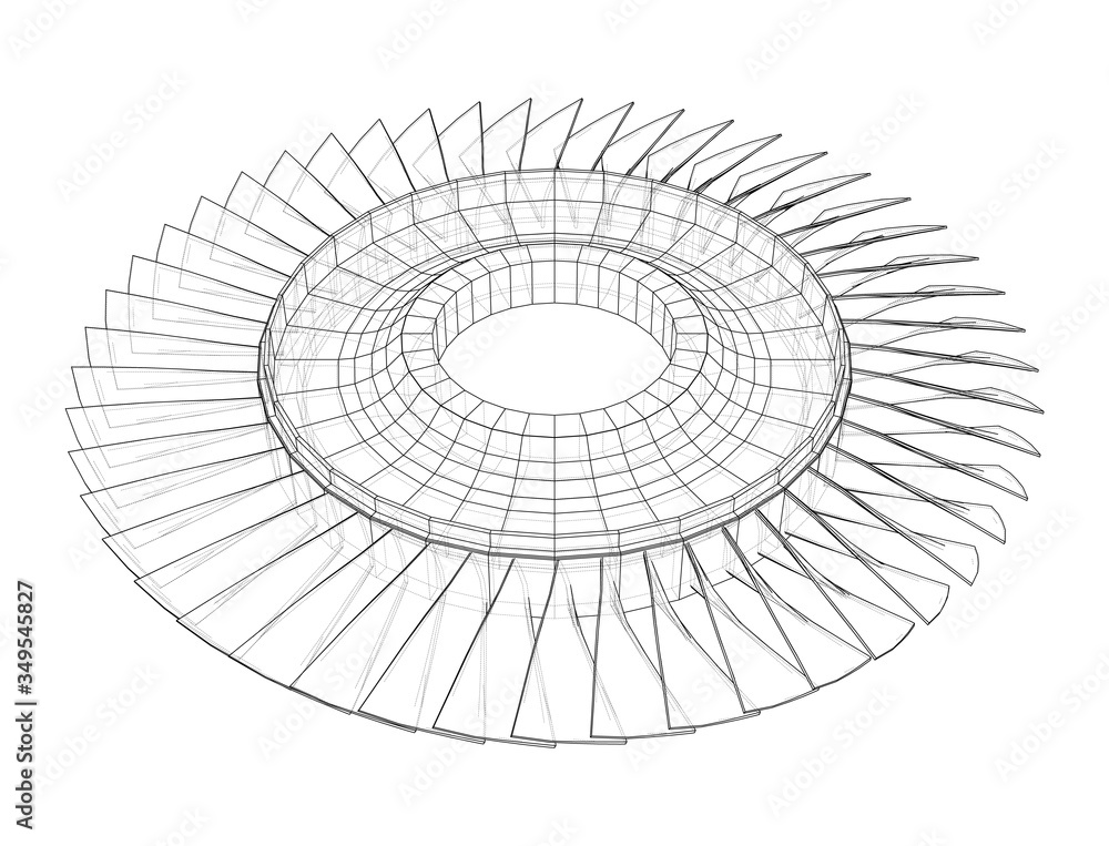 Turbine wheel concept outline. Vector