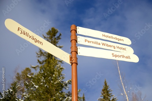 Which way to go, road sign in Idre, Sweden.  photo