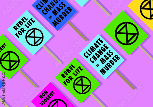 Extinction rebellion climate change placards