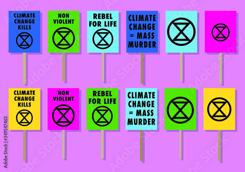 Extinction rebellion climate change placards