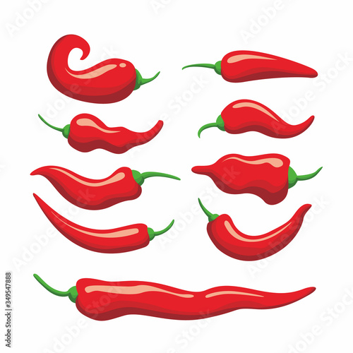 Vector Set of Red Hot Chili Illustration Design, Red Hot Chili Cartoon Collection Template