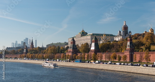 Photography Sunny summer day moscow river bay kremlin Timelapse