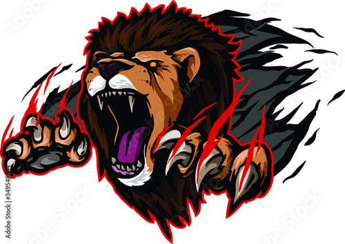 hand drawing vector lion head mascot 