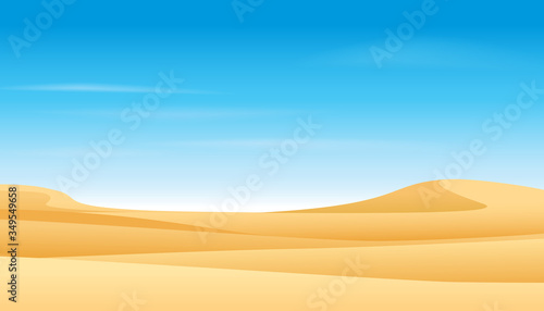 Desert and blue sky. Vector illustration of landscape background